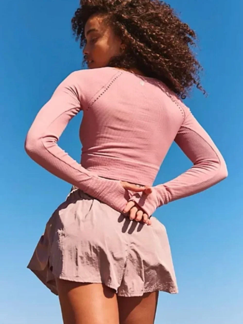 FREE PEOPLE MOVEMENT pink Cut It Out Long Sleeve sz xs/s #yogo